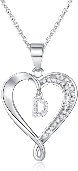 Infinity Heart Necklaces for Women, S925 Sterling Silver Initial Necklace Womens Jewelry Mothers Day Gifts Girls Valentines Gifts for Her Christmas Birthday Gifts for Women Mom Wife Girlfriend