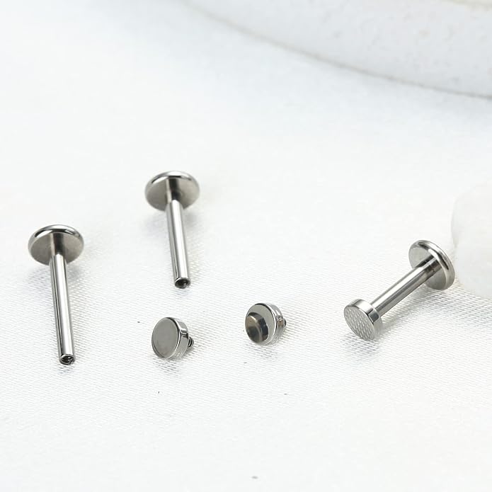3pcs 16G 6mm 8mm 10mm G23 Titanium Internally Threaded 3mm Heart/Star/Cross/Moon/Lightning/Round Labret Monroe Lip Tragus Cartilage Earring Ring Stud Piercing Jewelry