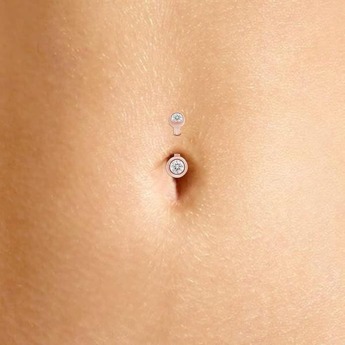 SAVEARTH DIAMONDS 1/3 Carat Round Cut Moissanite & Lab Grown Diamond Belly Button Navel Rings Body Piercing Jewelry For Women In 14K Gold Over Sterling Silver (VVS1 Clarity, 0.33 Cttw)