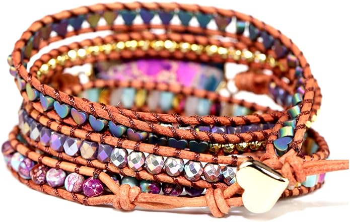 Women Wrap Bracelets Boho Natural Stone Jasper Turquoises Strand Bracelet Jewelry Collection
