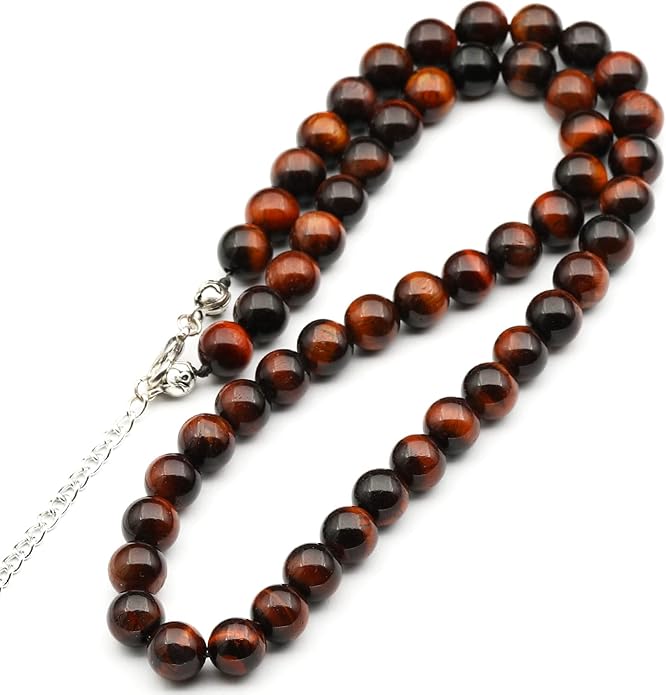 Natural Gemstone Beaded Choker Necklace | 8mm Handmade Adjustable Jewelry for Men & Women | Chakra Balancing Crystal Necklace | Spiritual Gift | Macrame Cord with Extender