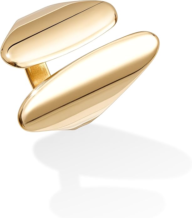 Gelbesty Waterproof Gold Statement Rings for Women, 14K Gold Plated Chunky Open Stackable Rings Non Tarnish Fashion Adjustable Stainless Steel Pinky Knuckle Signet Vintage Ring Jewelry Size 5-11