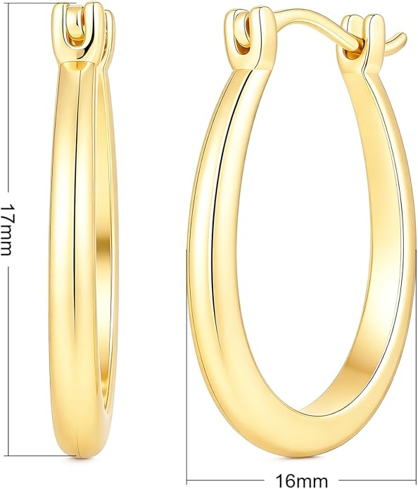 14K Gold Hoop Earrings for Women Modern U-Shaped Design Comfortable Wear Hypoallergenic Fashion Jewelry Multiple Sizes 17/25/30/35mm