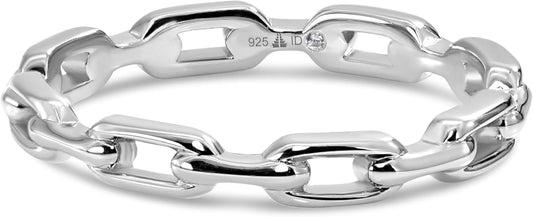 DEVATA Gold or Rhodium Plated Sterling Silver 925 – Eternity, Band Ring for Women – Heart, Knot, Clover, Infinity, Mariner, Cable, Curb, Cuban, Figaro, Daisy, Rope, Ribbed, Dome