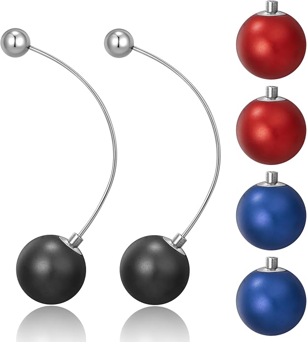 Trendy Long Thread Ball Dangle Earrings Set for Women, Colorful Drop Earrings, 6/16 Pcs DIY Interchangeable Aluminum Alloy Beads, Titanium Ear Hooks, Lightweight and Sensitive Ear Friendly