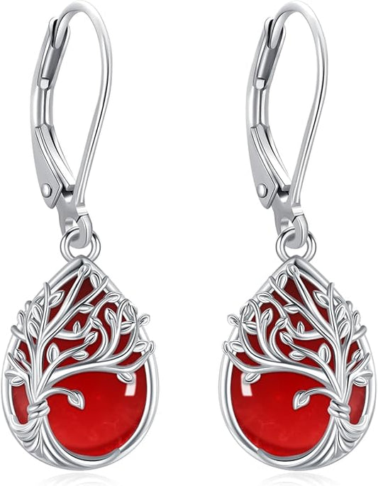 Tree of Life/Cat/Turtle/Butterfly/Flower/Celtic/Turquoise/Moonstone Dangle Earrings for Women Sterling Silver Cute Animals Drop Earrings Jewelry Gifts