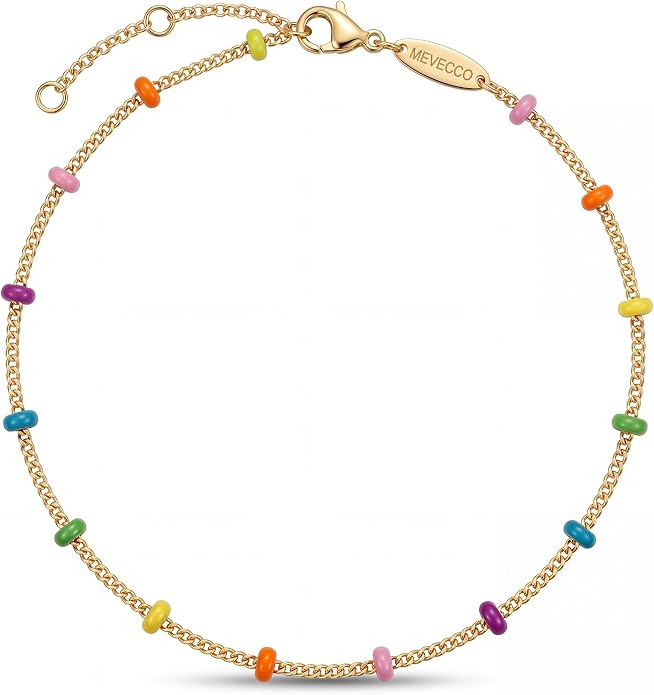 MEVECCO Anklet for Women Gold Chain 14K Gold Plated Dainty Boho Beach Summer Simple Foot Jewelry Ankle Bracelet