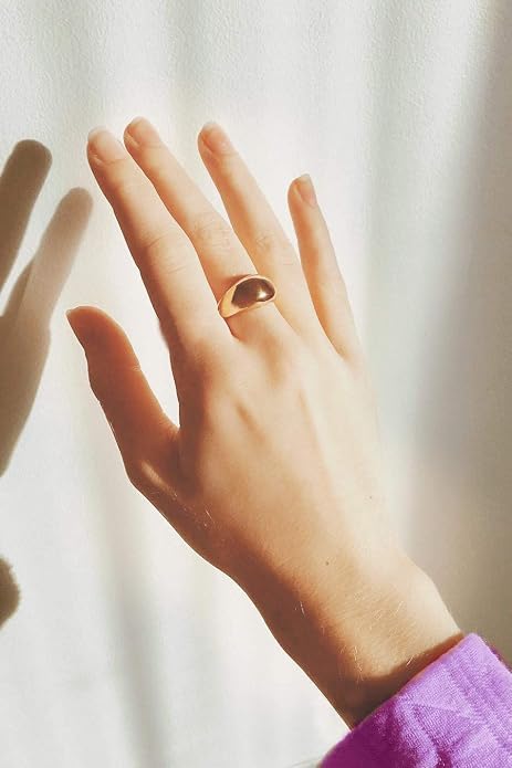 ESMATOO Chunky Dome Rings - Thick Golden Rings (Size 5-9)