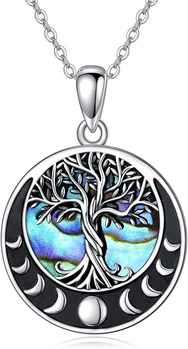 ONEFINITY Tree of Life Necklace 925 Sterling Silver Abalone Shell Celtic Knot Pendant Necklace for Women Jewelry