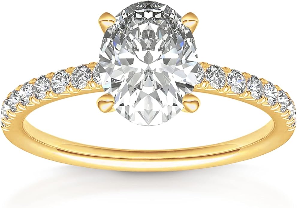 PAVOI 14K Gold Plated Engagement Rings for Women | Promise Wedding Band | 1.50CT - 3CT Cushion Cut Round Oval Cubic Zirconia Engagement Ring