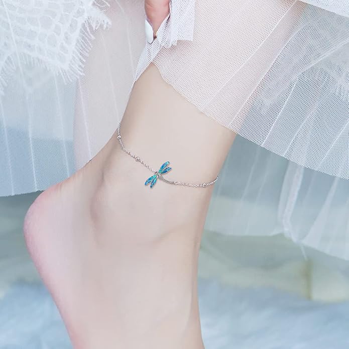 Evil Eye/Moon Star/Cross/Dragonfly/Sea Turtle Ankle Bracelets for Women 925 Sterling Silver Adjustable Anklets Jewelry Gifts for Women