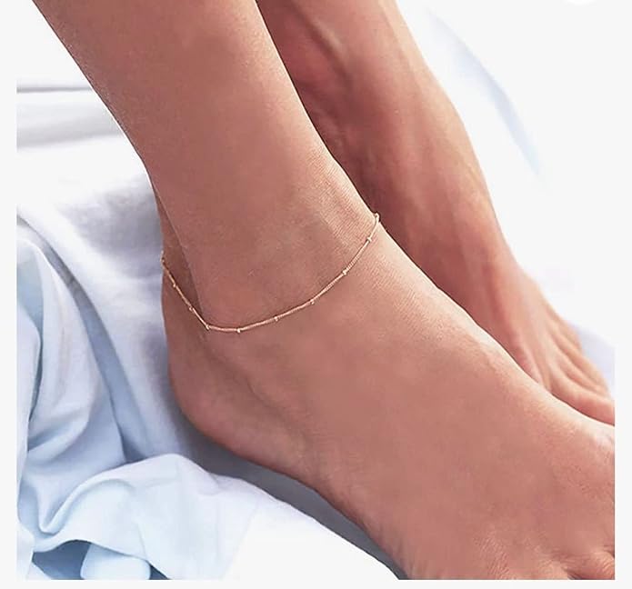 DEARMAY Gold Anklets for Women Waterproof, Non Tarnish14K Gold Plated Ankle Bracelets Set Stack, Summer Beach Jewelry Gifts for Vacation, Bikini Outfits for Women Mom Her