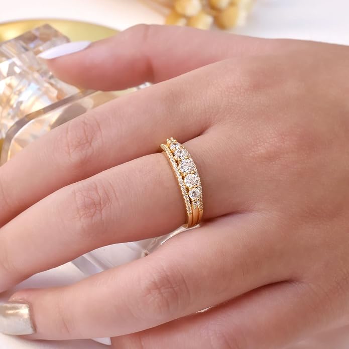 Newshe Jewellery Moissanite Wedding Bands for Women Eternity Ring 925 Sterling Silver Engagement Anniversary Stacking Size