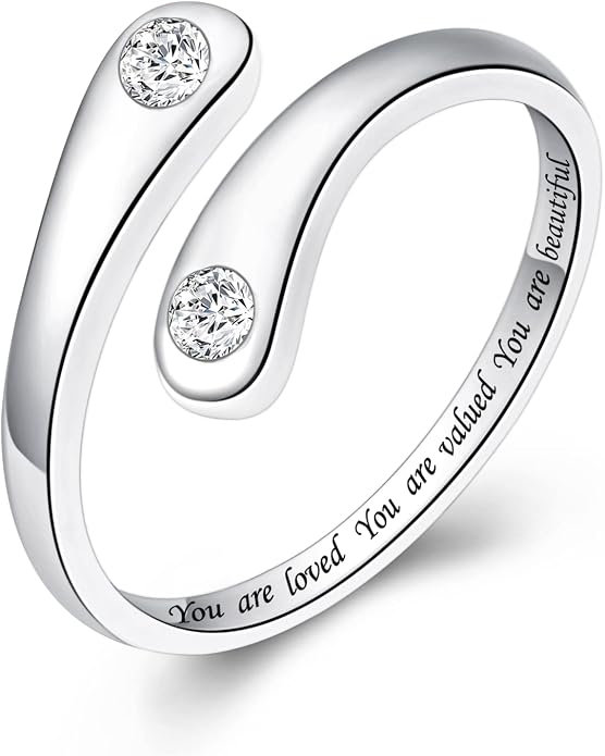 Fookduoduo 925 Sterling Silver Ring Inspirational Jewelry adjustable Wrap Open Rings for Women