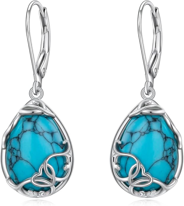 925 Sterling Silver Filigree Dangle Drop Earrings Daisy/Lotus/Rose Flower/Moonstone Leverback Teardrop Earrings for Women Infinity Celtic Knot Daisy Lotus Jewelry for Mothers Day
