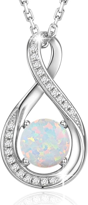 925 Sterling Silver Birthstone Necklace for Women Infinity Necklaces Birthday Anniversary Fine Jewelry Gifts for Mother Women, Adjustable Chain