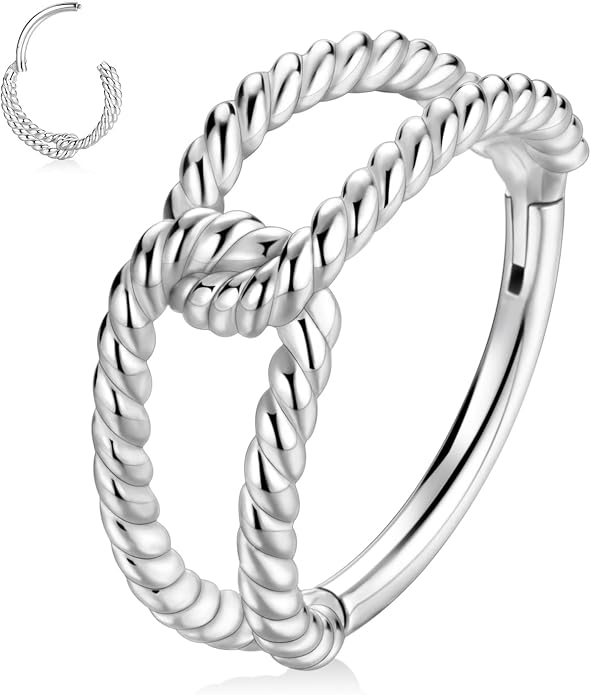 316L Surgical Steel Septum Clicker Ring Nose Ring Hoop Sleeper Hoop Earring Helix Rook Conch Cartilage Daith Tragus Earrings Lobe Nose Piercing Jewelry for Women