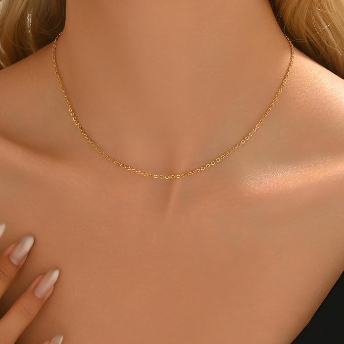 Gold Chain Necklace for Women Dainty Simple Satellite Beaded Twisted Chain Choker Necklace Everyday Jewelry Christmas Gifts