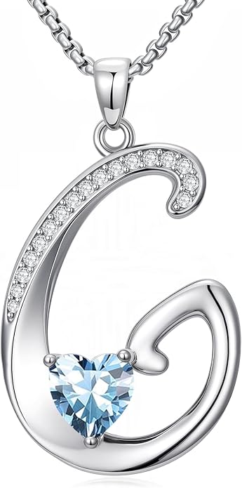 Birthday Gifts for Women Alphabet A to Z Initial Birthstone Pendant Necklaces for Women - 18k White Gold Plated Personalized Name Jewelry Anniversary Graduation Gifts for Wife Her Daughter Girlfriend(with Gift Box)