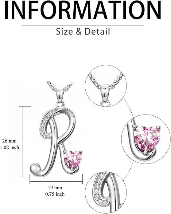 Birthday Gifts for Women Alphabet A to Z Initial Birthstone Pendant Necklaces for Women - 18k White Gold Plated Personalized Name Jewelry Anniversary Graduation Gifts for Wife Her Daughter Girlfriend(with Gift Box)