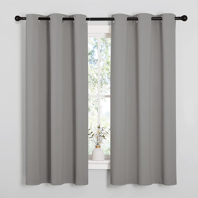 NICETOWN Blackout Curtains 63 inches Long, Thermal Insulated Solid Grommet Top Blackout Curtains/Drapes for Office (Sand Color, 1 Pair, 42 x 63 inches)