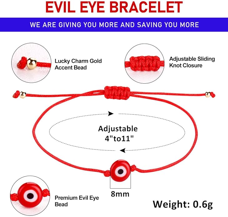 4 Pcs Evil Eye Bracelets & Anklet - Handmade Evil Eye Jewelry for Women's Protection