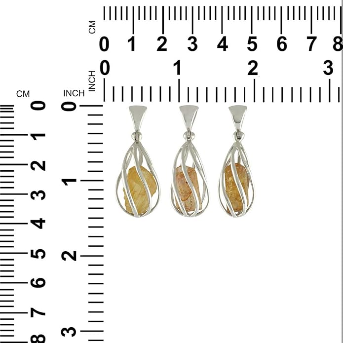 Starborn Gemstone teardrop Style Cage Pendant Sterling Silver
