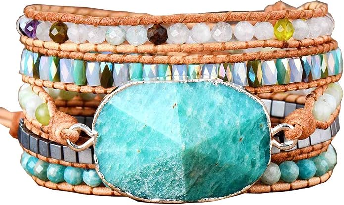 Boho Wrap Bracelet for Women, Handmade Natural Imperial Jasper Multi-Layer Stone Beaded Bracelet, Bohemian Healing Crystal Stone Jewelry Gifts