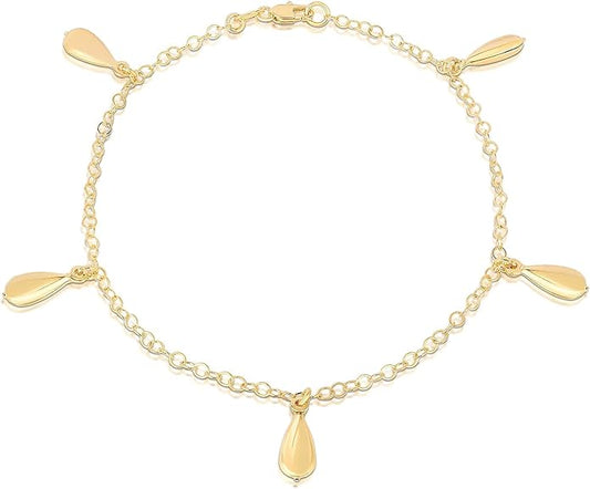 Savlano 14K Gold Plated 10 Inches Pendant Charm Chain Summer Anklet for Women Comes With a Gift Box