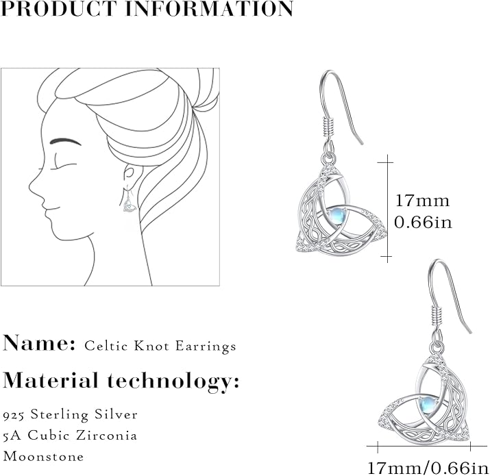 Celtic Knot Earrings 925 Sterling Silver Abalone Drop Dangle Celtic Earrings Gifts for Women