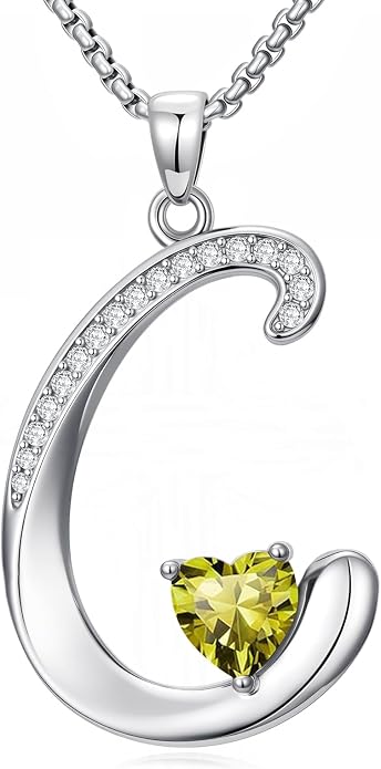 Birthday Gifts for Women Alphabet A to Z Initial Birthstone Pendant Necklaces for Women - 18k White Gold Plated Personalized Name Jewelry Anniversary Graduation Gifts for Wife Her Daughter Girlfriend(with Gift Box)