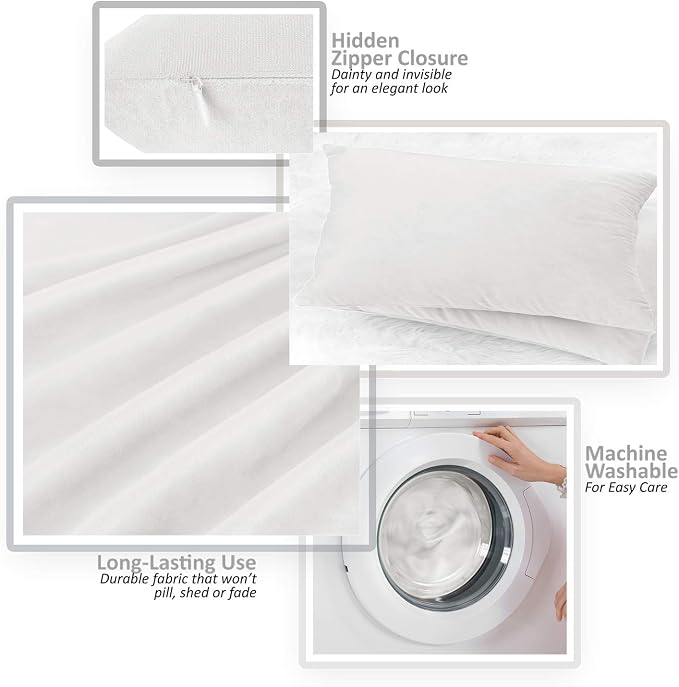 Nestl Throw Pillow Covers, Cozy Velvet Decorative Pillow Covers 12 x 20 Inches, Soft Solid Couch Pillow Covers for Sofa, Bed and Car, Set of 4 - White