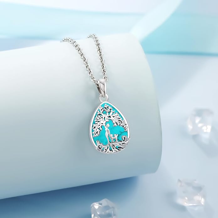 Tree of Life Necklace Family Teardrop/Heart Pendant Mother Jewelry Gifts for Women Grandma Wife Mom