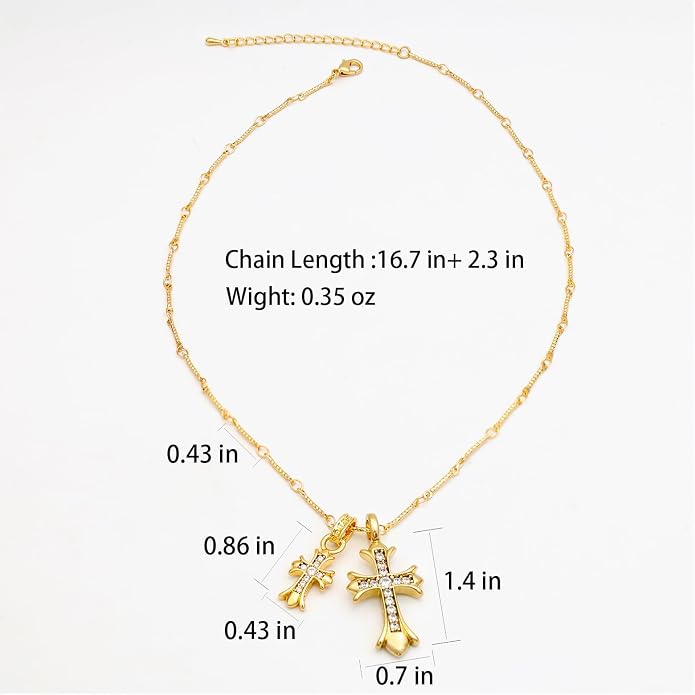 14K Gold Plated Paper Clip Chain Link Necklace Satellite Cross Key Starfish Turquoise Heart Necklace for Women