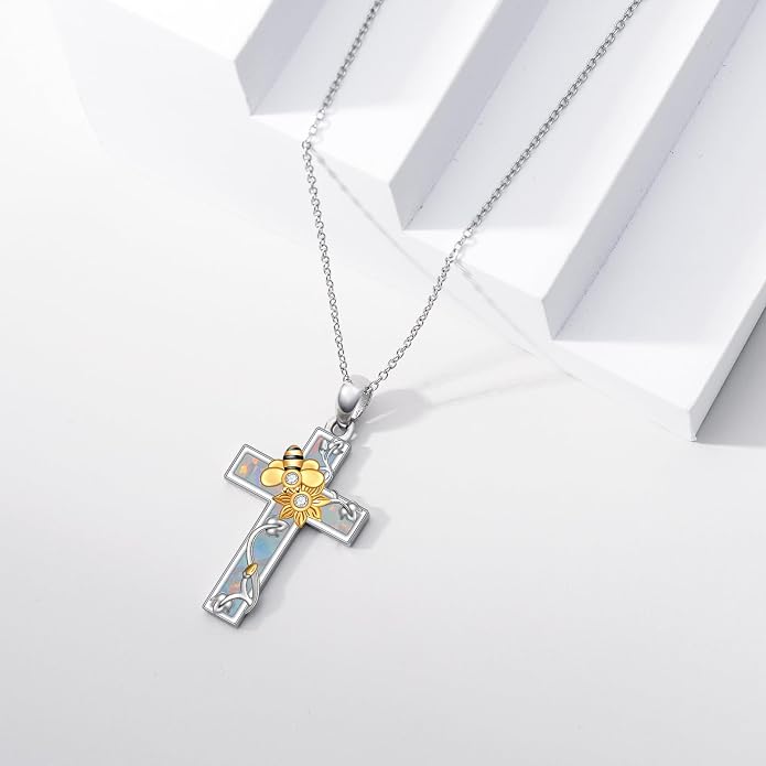 Cross Necklace for Women 925 Sterling Silver Crucifix Pendant Christian Cross Jewelry for Women Men