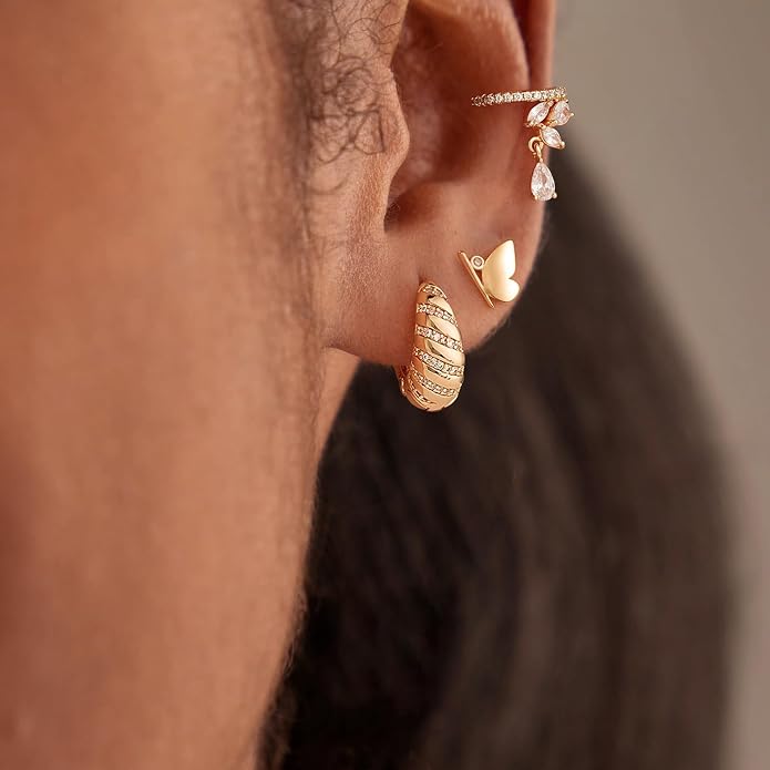 MYEARS Women Ear Cuff Earring Gold Non Pierced Ear Cartilage Clip on Wrap Hoop 14K Gold Filled Tiny Boho Beach Simple Minimalist Delicate Handmade Hypoallergenic Jewelry Gift-Sold as Single/Pair