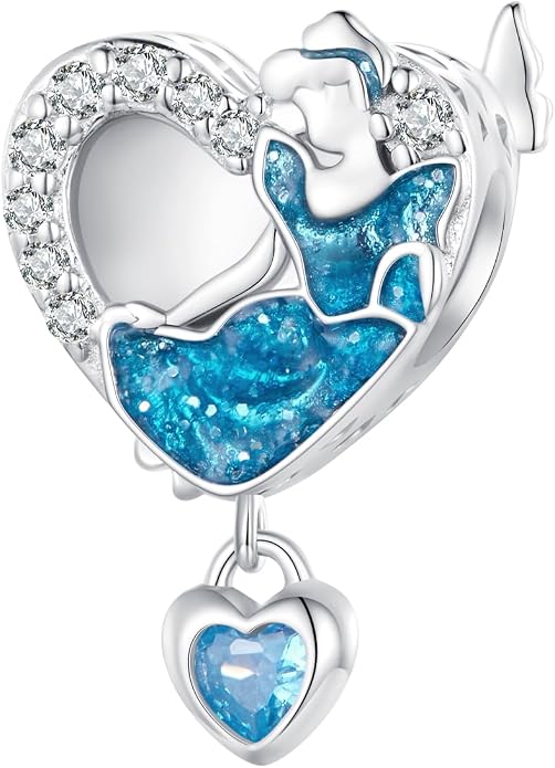 NINGAN 925 Sterling Silver Charm Golden Love Charm Buckle Safety Chain Travel Bead Firefly Dragonfly Pendant, Suitable for Women Bracelet and Necklace as Gift from Mom and Friends