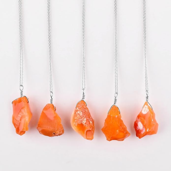 Raw Gemstone Dainty Pendant Necklace for Women, Trendy Healing Chakra Crystal, Birthstone Handmade 925 Sterling Silver Adjustable 18 inch Chain Jewelry, Birthday Gifts