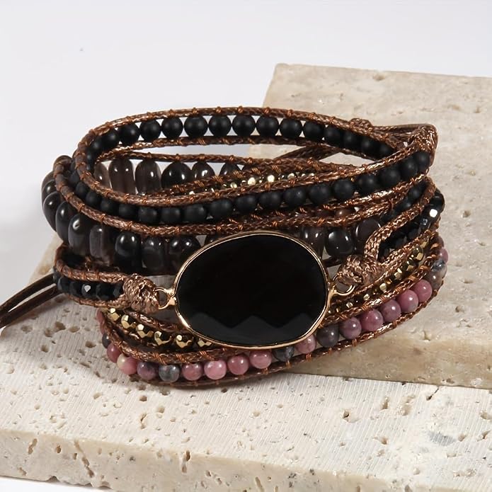 Women Wrap Bracelets Boho Natural Stone Jasper Turquoises Strand Bracelet Jewelry Collection