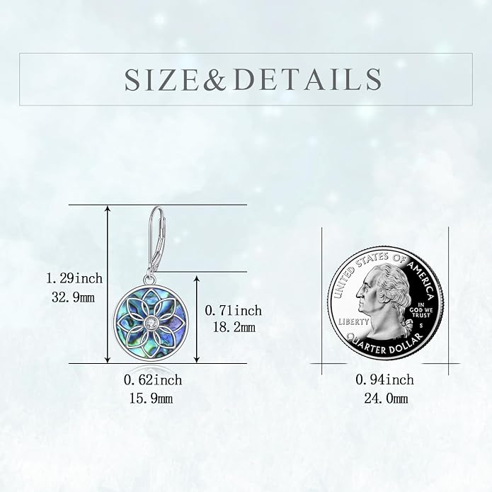 TIGER RIDER Abalone Shell 925 Sterling Silver Dangle Earrings Lightweight Filigree Dangle Drop Earrings for Women