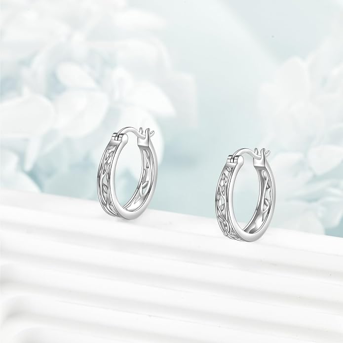 Sterling Silver Hoop Earrings Small Hoop Sun/Leaf/Triangle Huggie Earrings for Women Hypoallergenic
