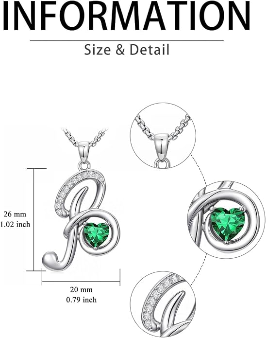 Birthday Gifts for Women Alphabet A to Z Initial Birthstone Pendant Necklaces for Women - 18k White Gold Plated Personalized Name Jewelry Anniversary Graduation Gifts for Wife Her Daughter Girlfriend(with Gift Box)