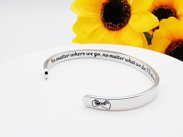 Dczosily Inspirational Bracelets for Women Stainless Steel Cuff Bracelet Engraved Jewelry Motivational Bangles Personalized Gifts for Best Friend/Mom