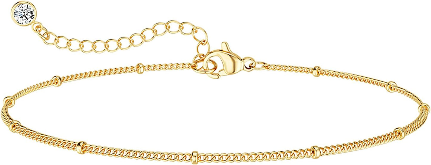 DEARMAY Gold Anklets for Women Waterproof, Non Tarnish14K Gold Plated Ankle Bracelets Set Stack, Summer Beach Jewelry Gifts for Vacation, Bikini Outfits for Women Mom Her