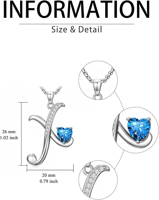 Birthday Gifts for Women Alphabet A to Z Initial Birthstone Pendant Necklaces for Women - 18k White Gold Plated Personalized Name Jewelry Anniversary Graduation Gifts for Wife Her Daughter Girlfriend(with Gift Box)