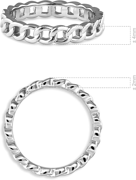 DEVATA Gold or Rhodium Plated Sterling Silver 925 – Eternity, Band Ring for Women – Heart, Knot, Clover, Infinity, Mariner, Cable, Curb, Cuban, Figaro, Daisy, Rope, Ribbed, Dome