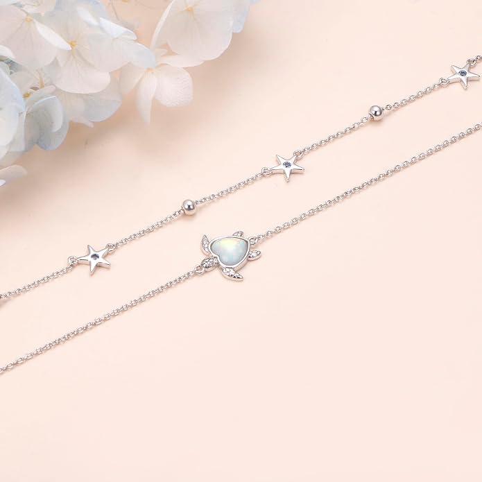 Anklets for Women 925 Sterling Silver Blue Evil Eye Infinity Butterfly Adjustable Multilayer Layered Summer Beach Ankle Bracelet Foot Chain Jewelry for Women