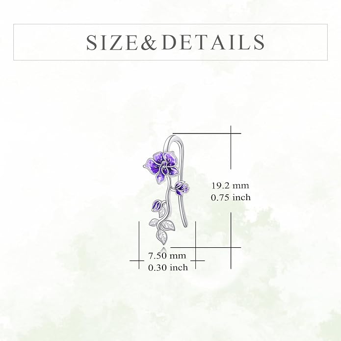 leaf/cherry blossom/purple orchid/celtic knot earrings Ear Climber Crawler Cuff Sterling Silver Wrap Earrings for Women