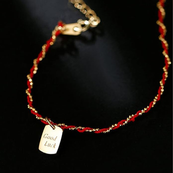 Lucky Red String Protection Bracelets for Women Men 925 Sterling Silver 14K Gold Plated Adjustable Gold Chain Red String Bracelet Red Braided Initial Strand Bracelet Handmade Jewelry for Couple Daughter Birthday Jewelry Gifts