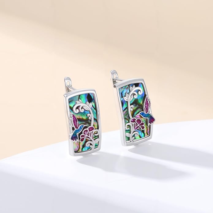 PROESS Abalone Shell Holy Mountain/Mustard Seed/Animal Earrings 925 Sterling Silver Mountain Jewelry Animal Lovers Gifts for Women